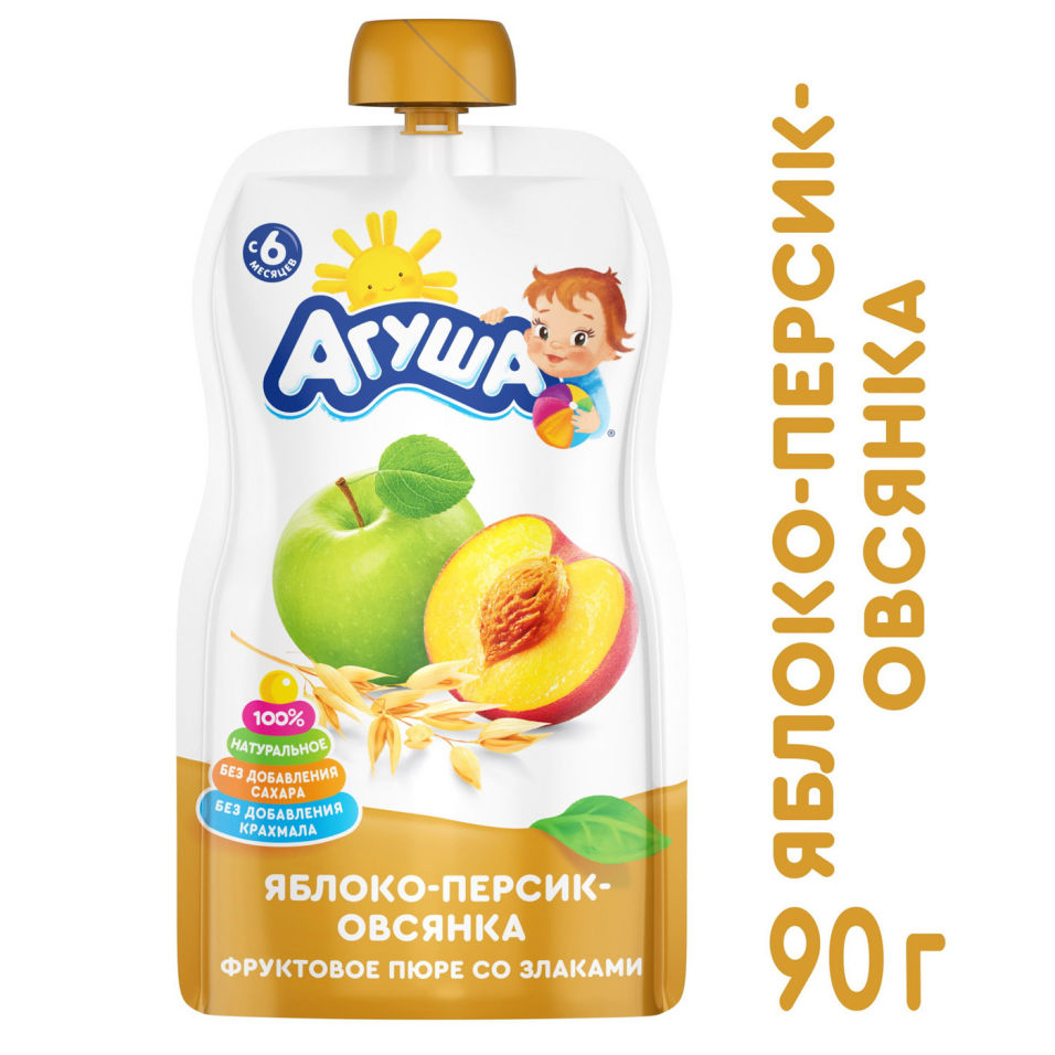 Пюре Агуша Яблоко-Персик-Овсянка 90г
