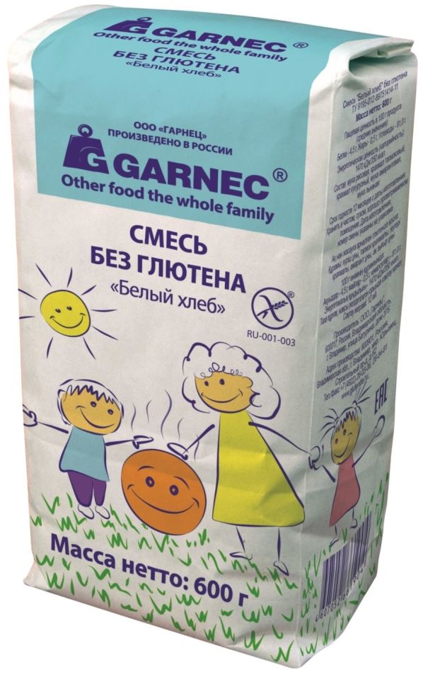 Смесь для выпечки Garnec Белый хлеб без глютена 600г