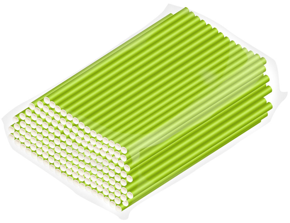 Трубочки бумажные Gratias салатовые 200шт