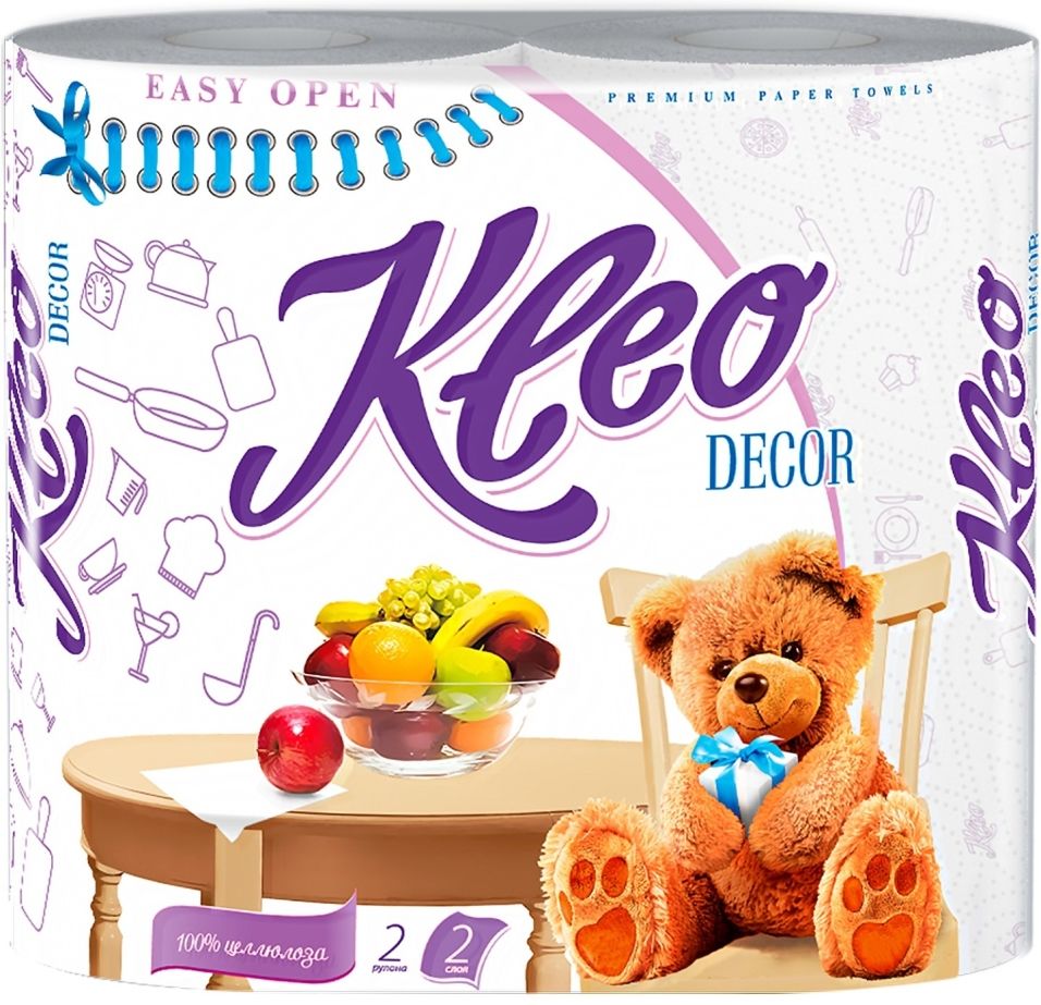 Бумажные полотенца Kleo Decor 2 рулона 2 слоя