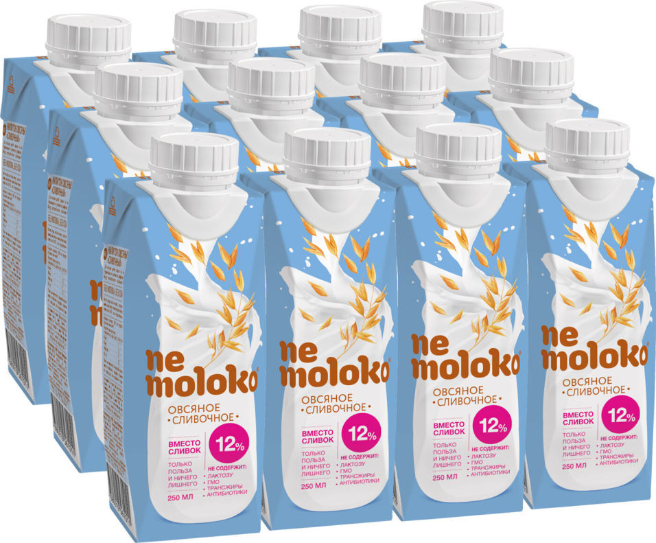 Напиток овсяный Nemoloko Сливочный 12% 250мл (упаковка 12 шт.)
