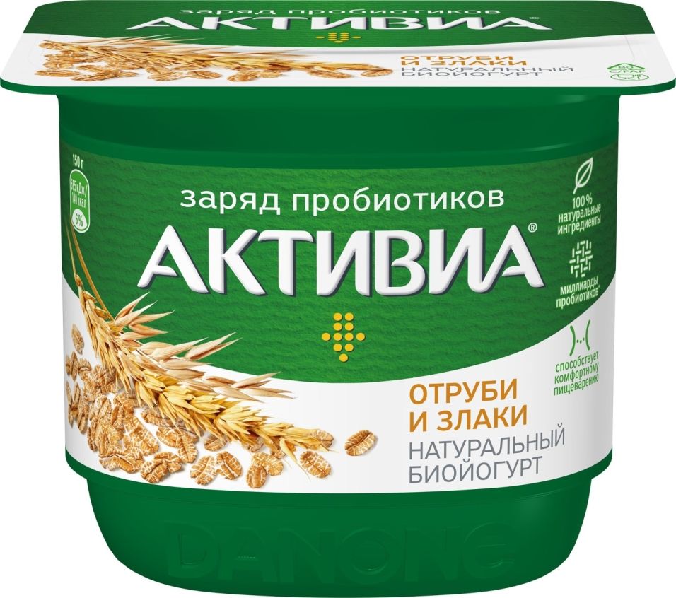 Био йогурт Активиа с отрубями и злаками 2.9% 150г