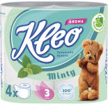 Туалетная бумага Kleo Aroma с ароматом мяты 4 рулона 3 слоя