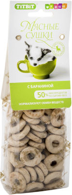 Лакомство для собак TiTBiT Мясные сушки с бараниной 100г