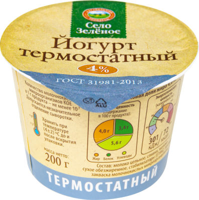 Йогурт Село Зеленое термостатный 4% 200г