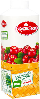 Йогурт питьевой Вкуснотеево с клюквой 1.5% 750г