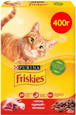 Сухой корм для кошек Friskies с мясом курицей и печенью 400г
