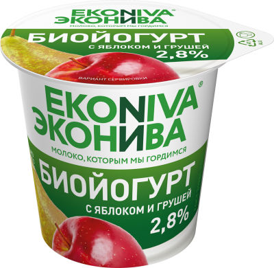 Биойогурт ЭкоНива с яблоком и грушей 2.8% 125г