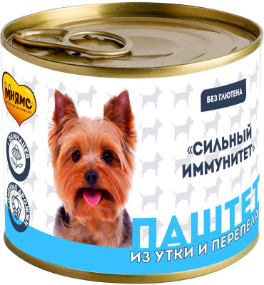 Корм для собак Мнямс Сильный Иммунитет Паштет из утки и перепела 200г