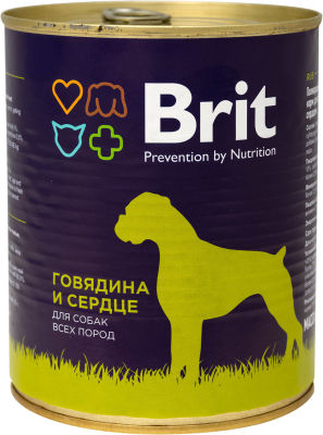 Корм для собак Brit Говядина и сердце 850г